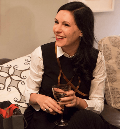 Jill Kargman drinks Cayman Cabernet at home in New York City