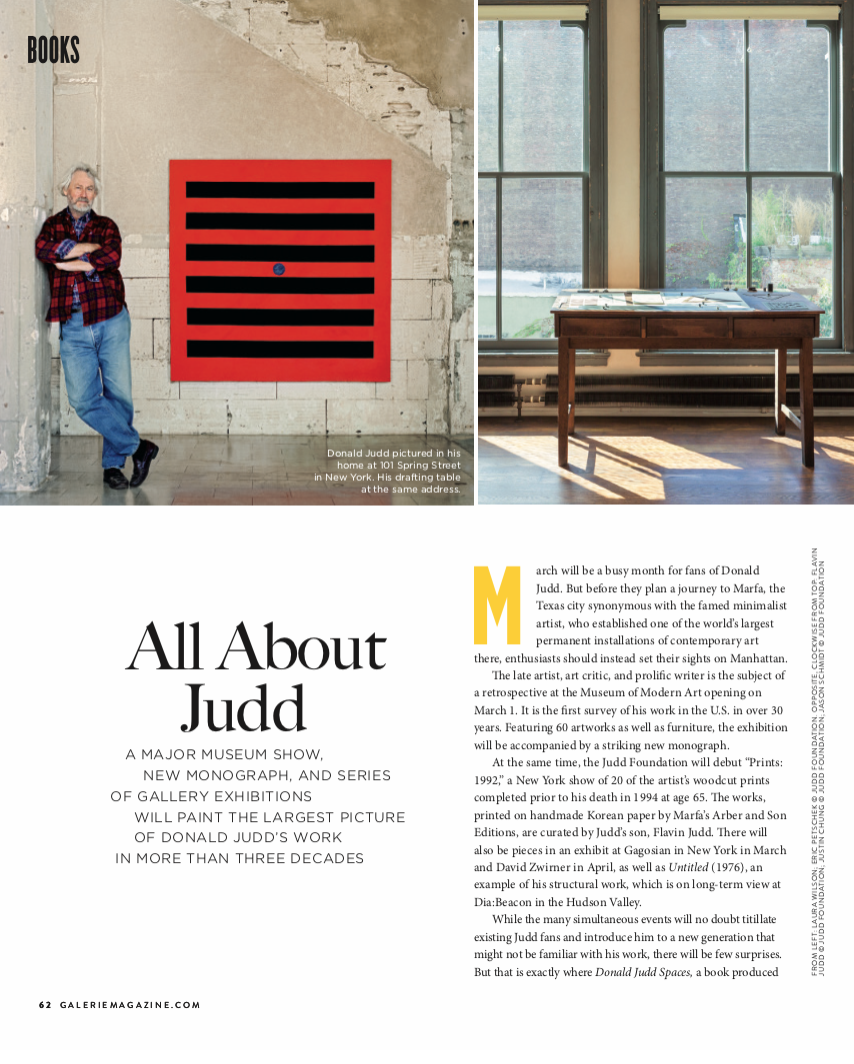 Donald Judd Spaces Book Galerie Magazine