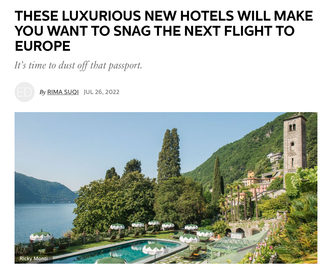 Best new international hotels, Elle Decor, Rima Suqi