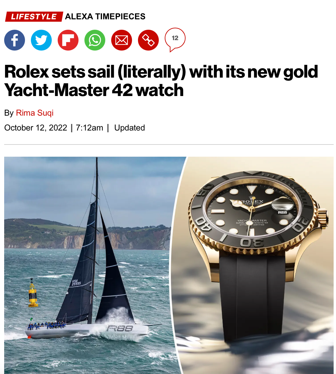 Rolex gold Yachtmaster, Alexa, NY Post, Rima Suqi